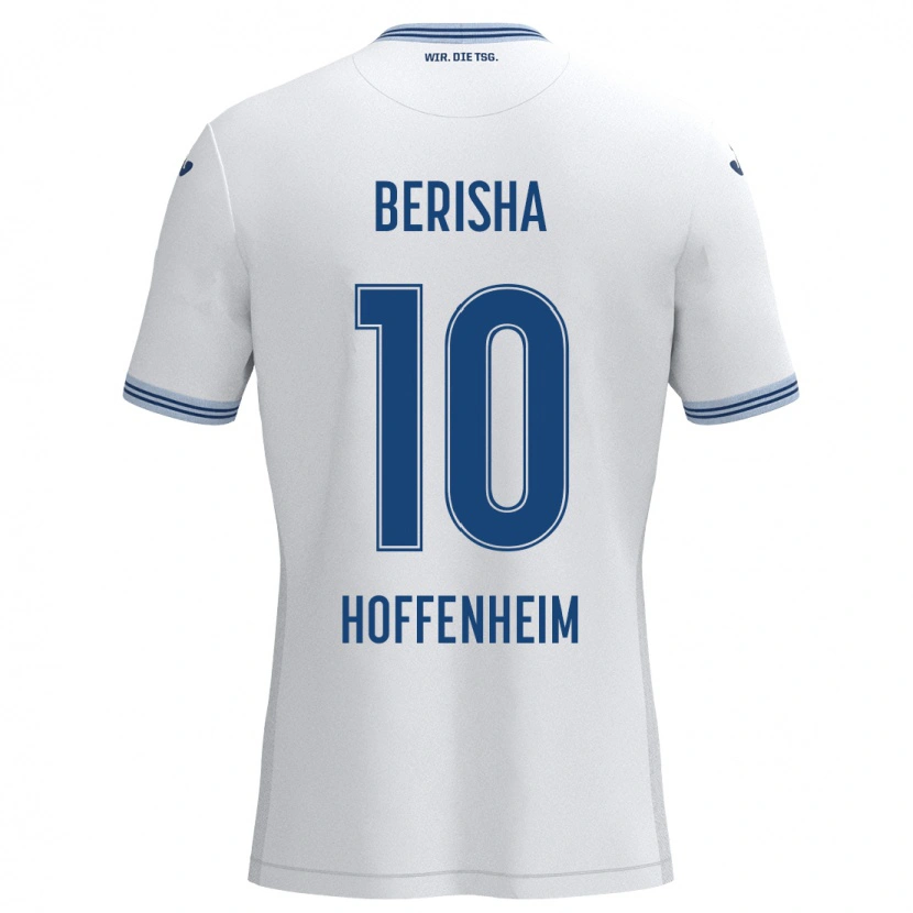 Danxen Męski Mergim Berisha #10 Biały Niebieski Wyjazdowa Koszulka 2024/25 Koszulki Klubowe