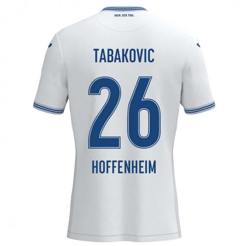 Danxen Męski Haris Tabakovic #26 Biały Niebieski Wyjazdowa Koszulka 2024/25 Koszulki Klubowe