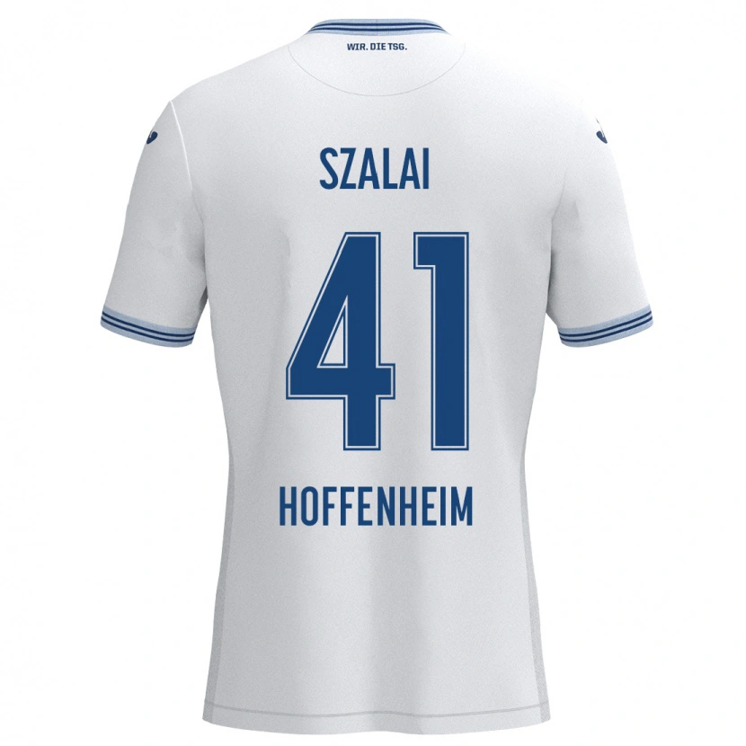 Danxen Męski Attila Szalai #41 Biały Niebieski Wyjazdowa Koszulka 2024/25 Koszulki Klubowe