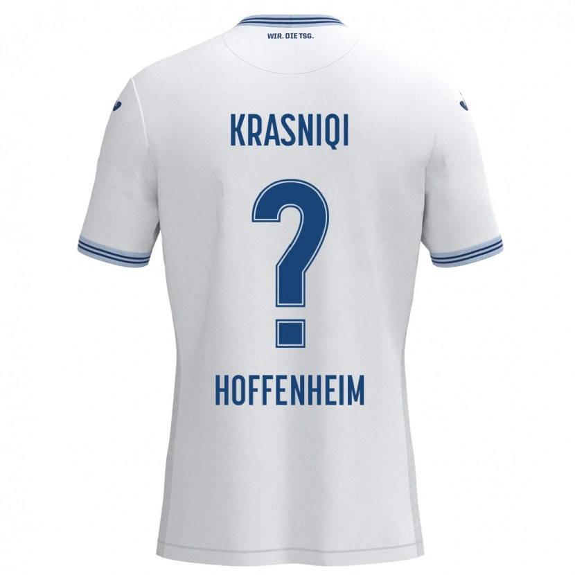 Danxen Męski Leonard Krasniqi #0 Biały Niebieski Wyjazdowa Koszulka 2024/25 Koszulki Klubowe