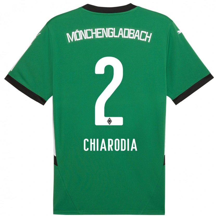 Danxen Męski Fabio Chiarodia #2 Zielony Biały Wyjazdowa Koszulka 2024/25 Koszulki Klubowe