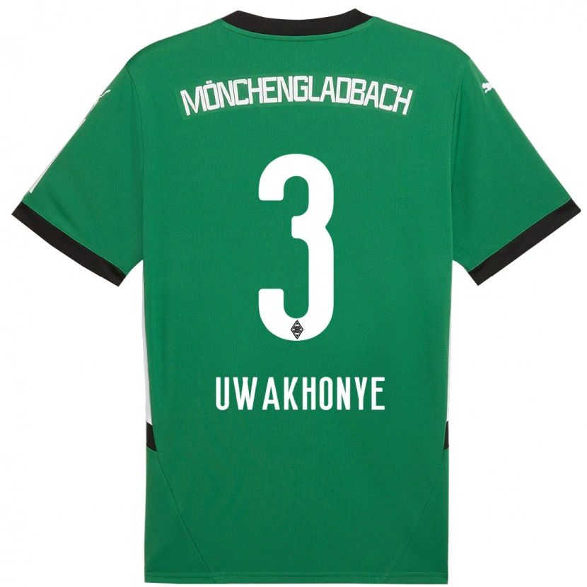 Danxen Męski Joshua Uwakhonye #3 Zielony Biały Wyjazdowa Koszulka 2024/25 Koszulki Klubowe