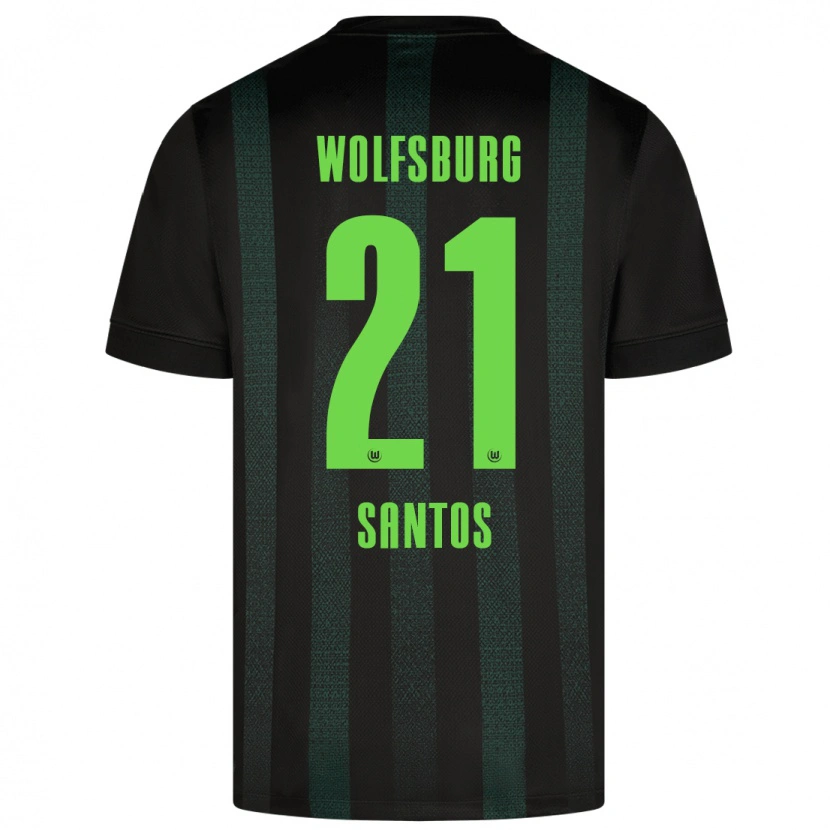 Danxen Męski Leonardo Santos #21 Ciemnozielony Wyjazdowa Koszulka 2024/25 Koszulki Klubowe