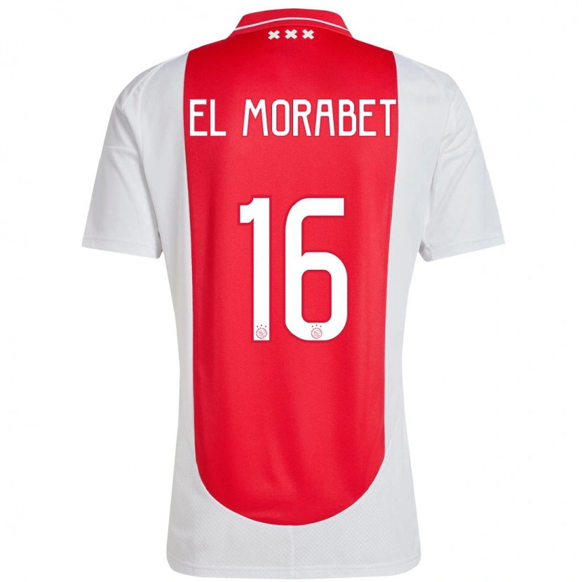 Danxen Kobiety Younes El Morabet #16 Czerwony Biały Domowa Koszulka 2024/25 Koszulki Klubowe