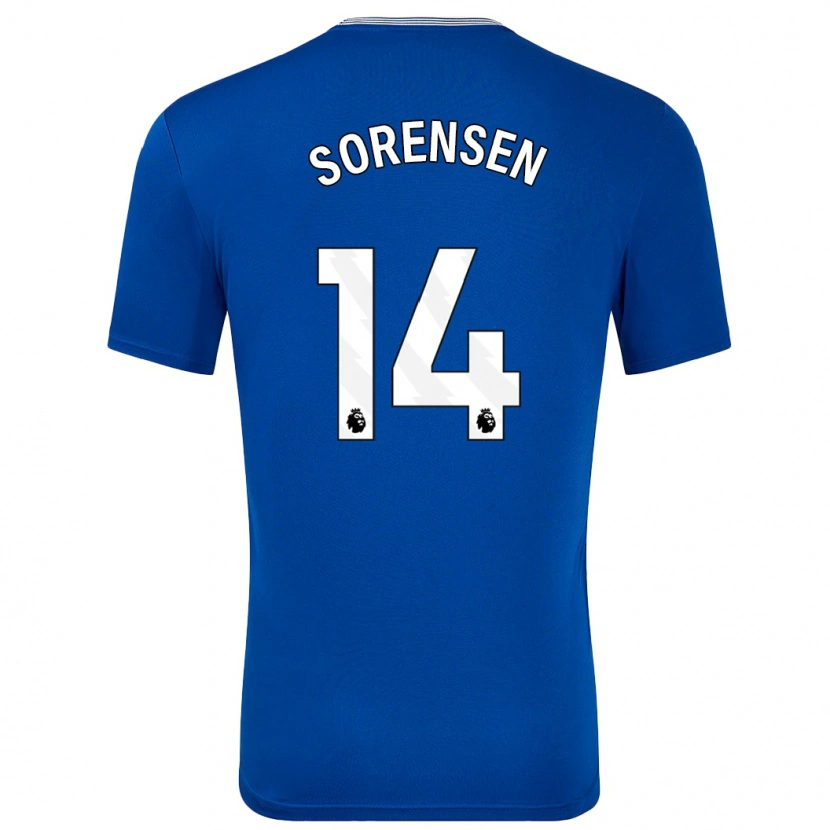 Danxen Kobiety Nicoline Sorensen #14 Niebieski Z Domowa Koszulka 2024/25 Koszulki Klubowe