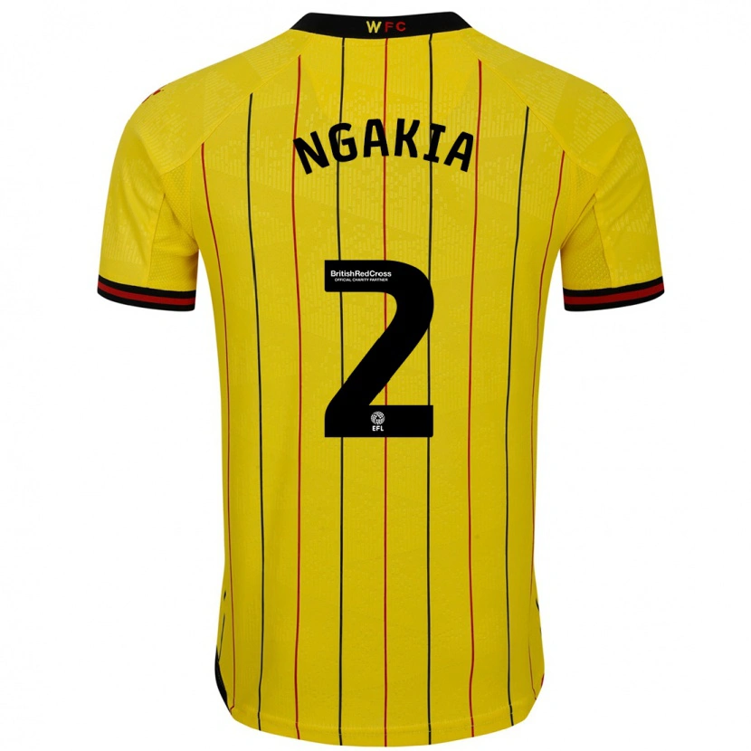 Danxen Kobiety Jeremy Ngakia #2 Żółty Czarny Domowa Koszulka 2024/25 Koszulki Klubowe