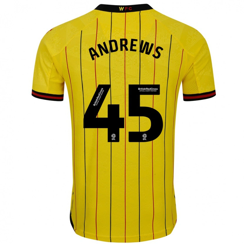 Danxen Kobiety Ryan Andrews #45 Żółty Czarny Domowa Koszulka 2024/25 Koszulki Klubowe