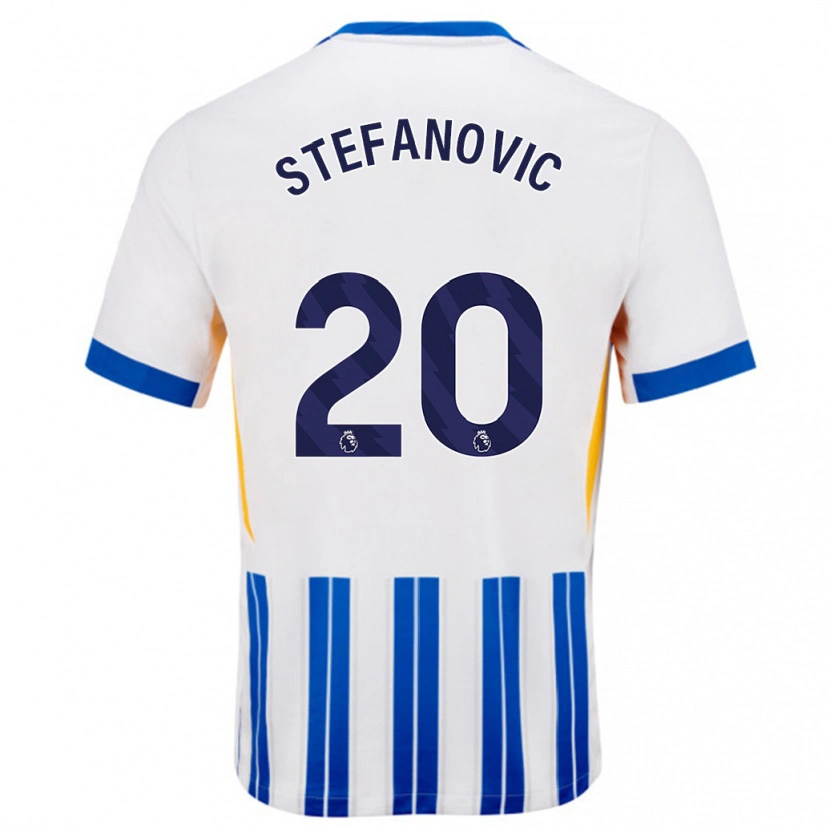 Danxen Kobiety Dejana Stefanović #20 Biały Niebieski Prążki Domowa Koszulka 2024/25 Koszulki Klubowe