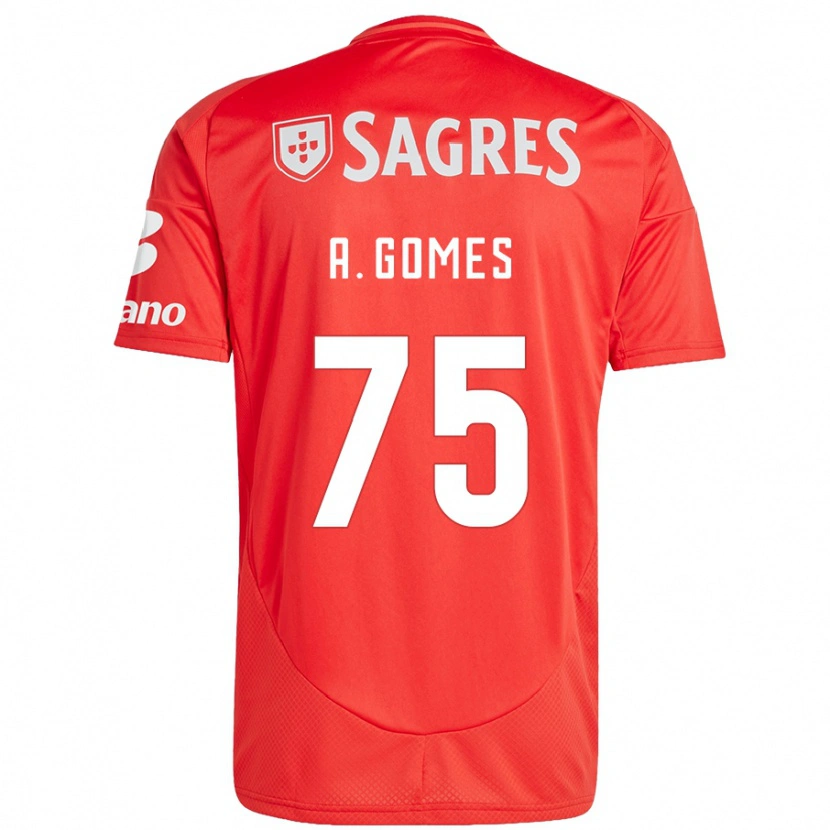 Danxen Kobiety André Gomes #75 Czerwony Biały Domowa Koszulka 2024/25 Koszulki Klubowe