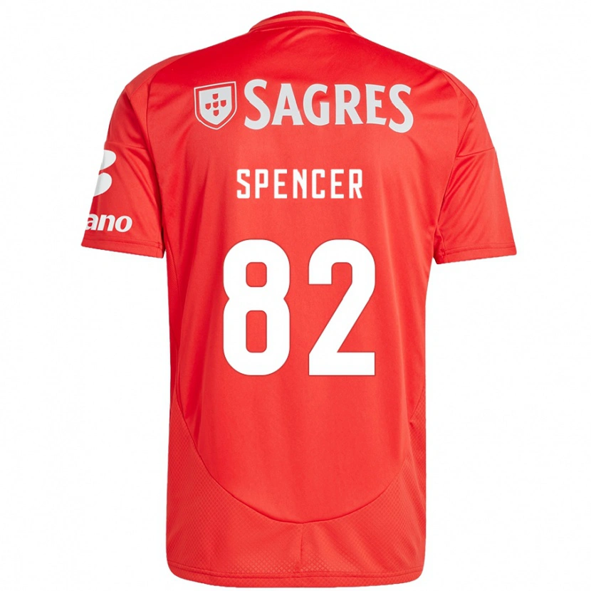 Danxen Kobiety Diogo Spencer #82 Czerwony Biały Domowa Koszulka 2024/25 Koszulki Klubowe