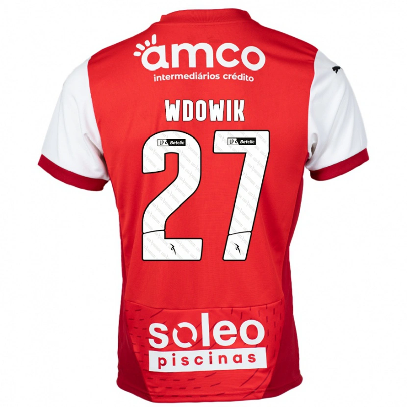 Danxen Kobiety Bartlomiej Wdowik #27 Czerwony Biały Domowa Koszulka 2024/25 Koszulki Klubowe