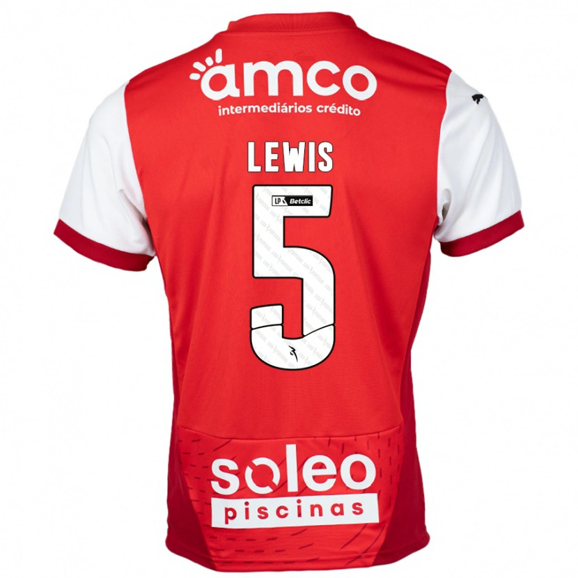 Danxen Kobiety Leah Lewis #5 Czerwony Biały Domowa Koszulka 2024/25 Koszulki Klubowe