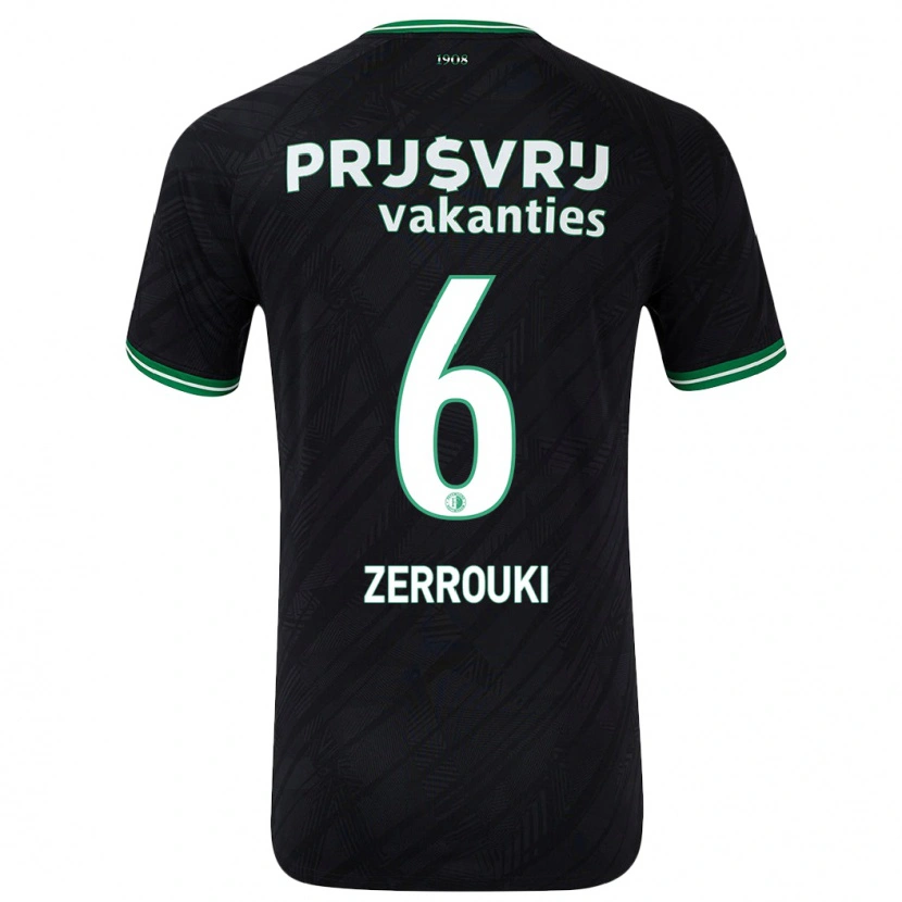Danxen Kobiety Ramiz Zerrouki #6 Czarny Zielony Wyjazdowa Koszulka 2024/25 Koszulki Klubowe