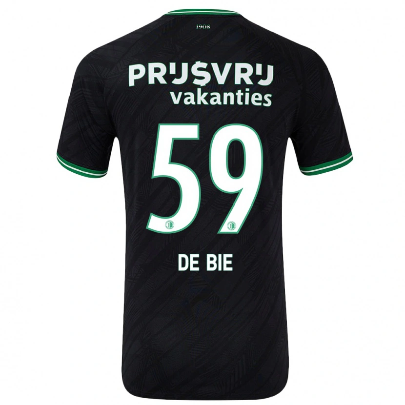 Danxen Kobiety Joey De Bie #59 Czarny Zielony Wyjazdowa Koszulka 2024/25 Koszulki Klubowe