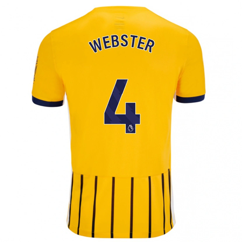 Danxen Kobiety Adam Webster #4 Złoty Niebieski Prążki Wyjazdowa Koszulka 2024/25 Koszulki Klubowe
