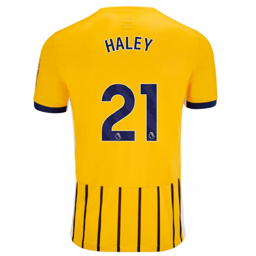 Danxen Kobiety Madison Haley #21 Złoty Niebieski Prążki Wyjazdowa Koszulka 2024/25 Koszulki Klubowe