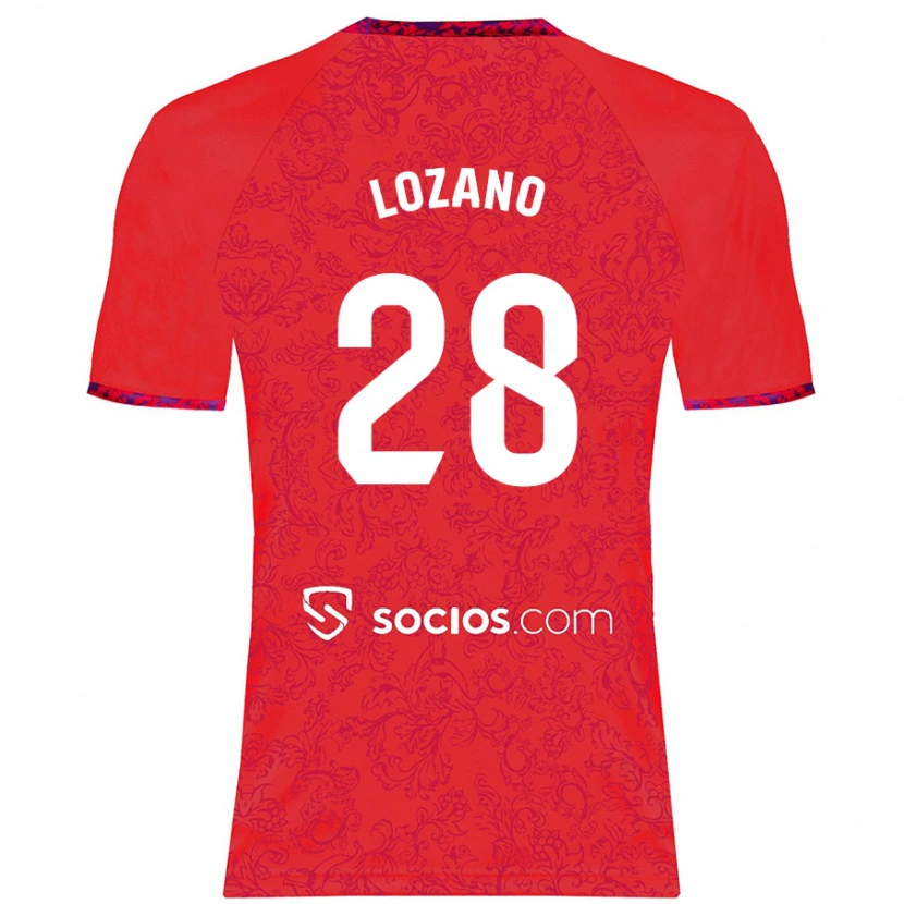 Danxen Kobiety Elena Lozano #28 Czerwony Wyjazdowa Koszulka 2024/25 Koszulki Klubowe