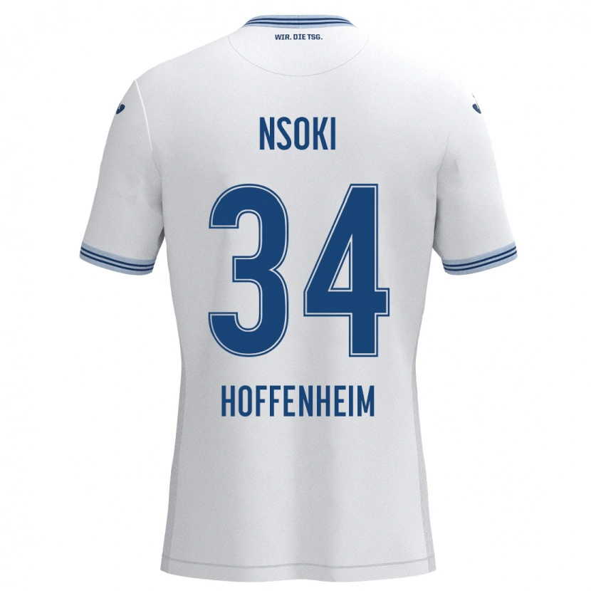 Danxen Kobiety Stanley Nsoki #34 Biały Niebieski Wyjazdowa Koszulka 2024/25 Koszulki Klubowe
