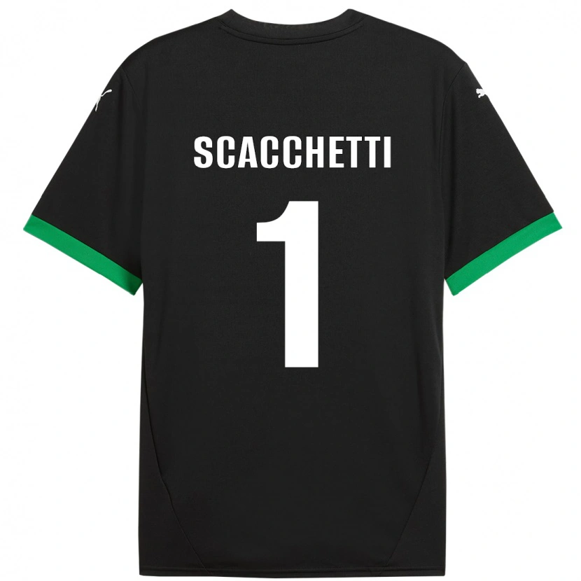 Danxen Dzieci Alessandro Scacchetti #1 Czarny Ciemnozielony Domowa Koszulka 2024/25 Koszulki Klubowe