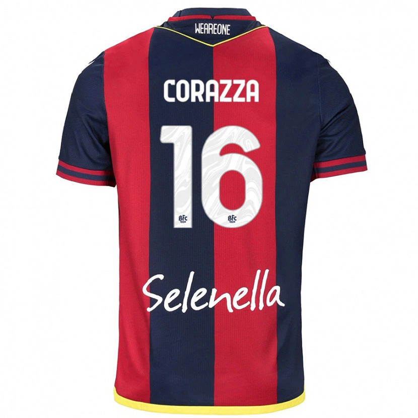 Danxen Dzieci Tommaso Corazza #16 Czerwony Królewski Niebieski Domowa Koszulka 2024/25 Koszulki Klubowe