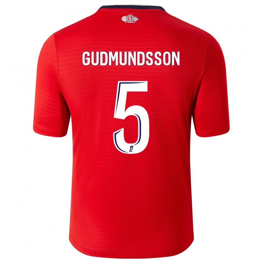 Danxen Dzieci Gabriel Gudmundsson #5 Czerwony Biały Domowa Koszulka 2024/25 Koszulki Klubowe