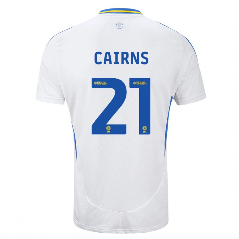 Danxen Dzieci Alex Cairns #21 Biały Niebieski Domowa Koszulka 2024/25 Koszulki Klubowe