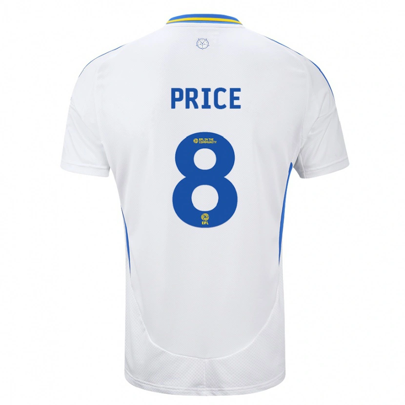 Danxen Dzieci Leoni Price #8 Biały Niebieski Domowa Koszulka 2024/25 Koszulki Klubowe