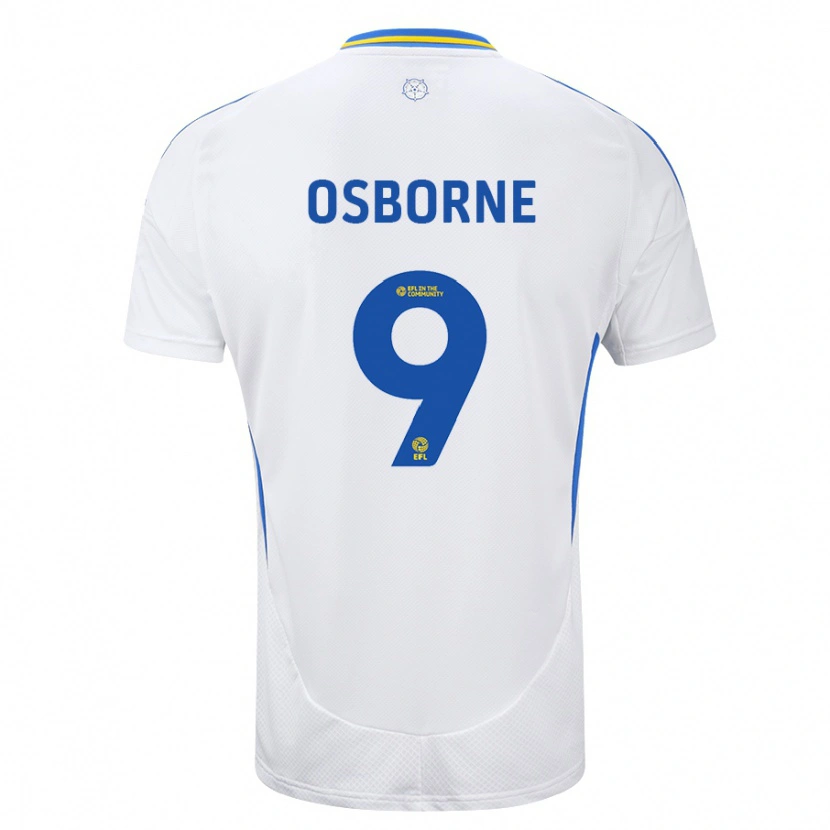 Danxen Dzieci Jemimah Osborne #9 Biały Niebieski Domowa Koszulka 2024/25 Koszulki Klubowe