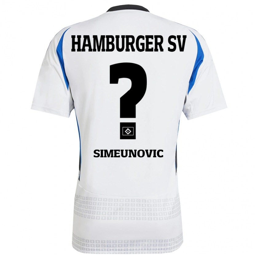 Danxen Dzieci Denis Simeunovic #0 Biały Niebieski Domowa Koszulka 2024/25 Koszulki Klubowe