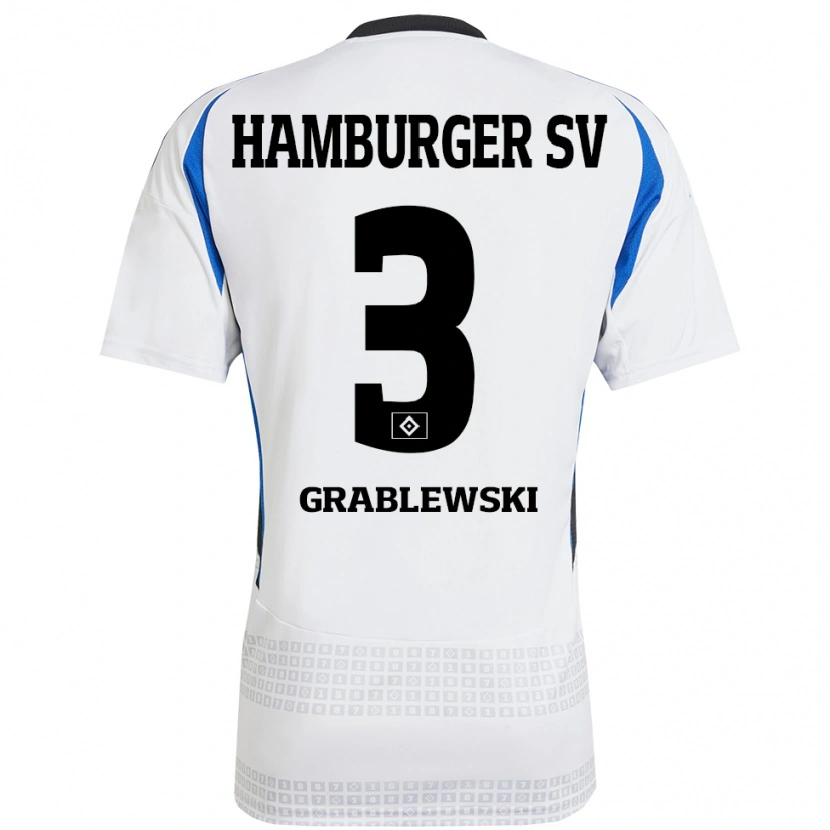 Danxen Dzieci Max Grablewski #3 Biały Niebieski Domowa Koszulka 2024/25 Koszulki Klubowe