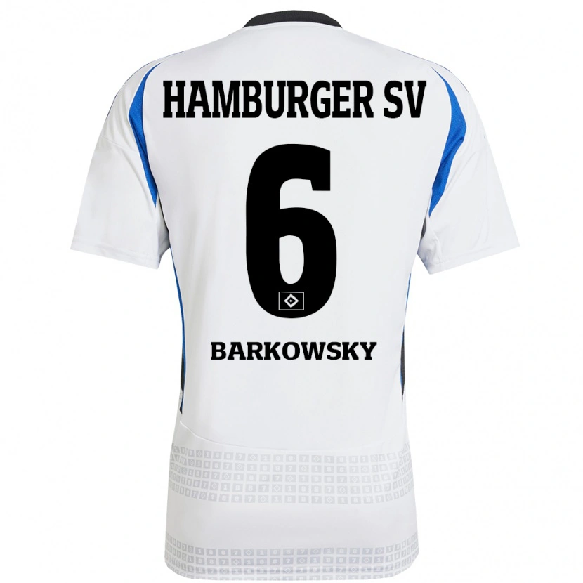 Danxen Dzieci Finn Barkowsky #6 Biały Niebieski Domowa Koszulka 2024/25 Koszulki Klubowe