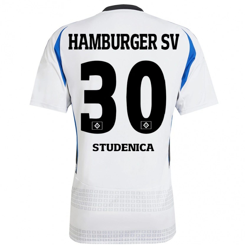 Danxen Dzieci Aron Studenica #30 Biały Niebieski Domowa Koszulka 2024/25 Koszulki Klubowe