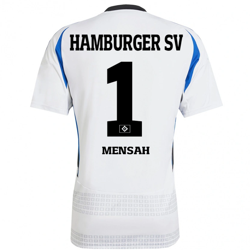 Danxen Dzieci Steven Mensah #1 Biały Niebieski Domowa Koszulka 2024/25 Koszulki Klubowe