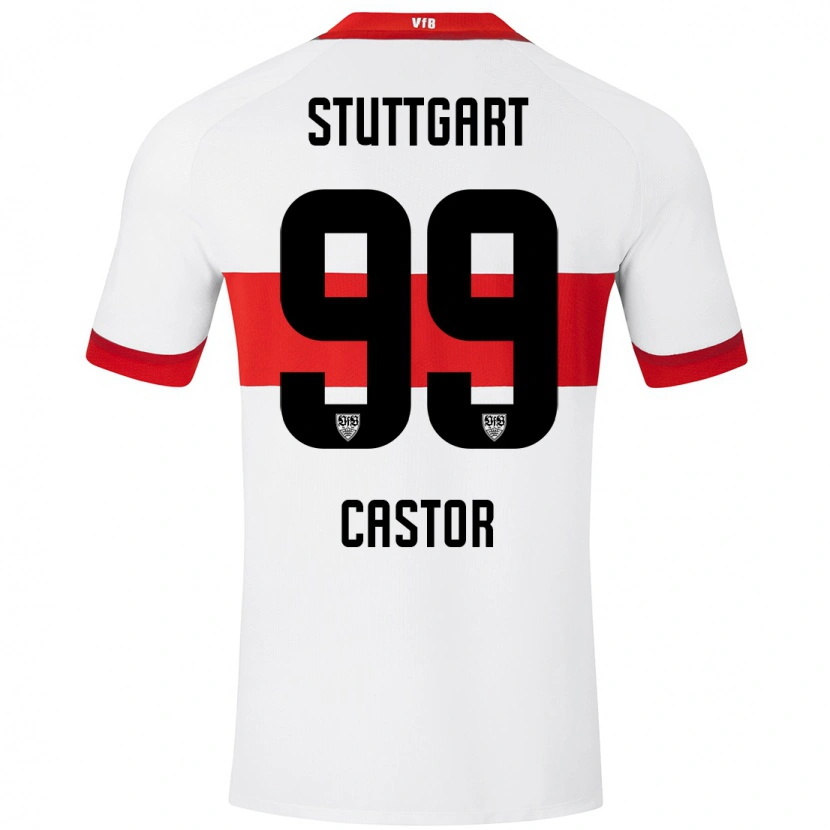 Danxen Dzieci Gillian Castor #99 Biały Czerwony Domowa Koszulka 2024/25 Koszulki Klubowe