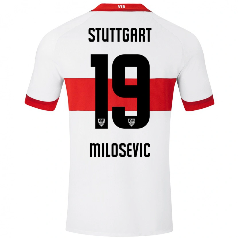 Danxen Dzieci Jovan Milosevic #19 Biały Czerwony Domowa Koszulka 2024/25 Koszulki Klubowe