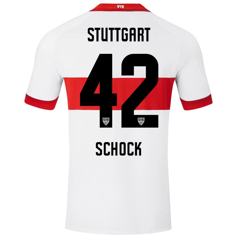 Danxen Dzieci Florian Schock #42 Biały Czerwony Domowa Koszulka 2024/25 Koszulki Klubowe