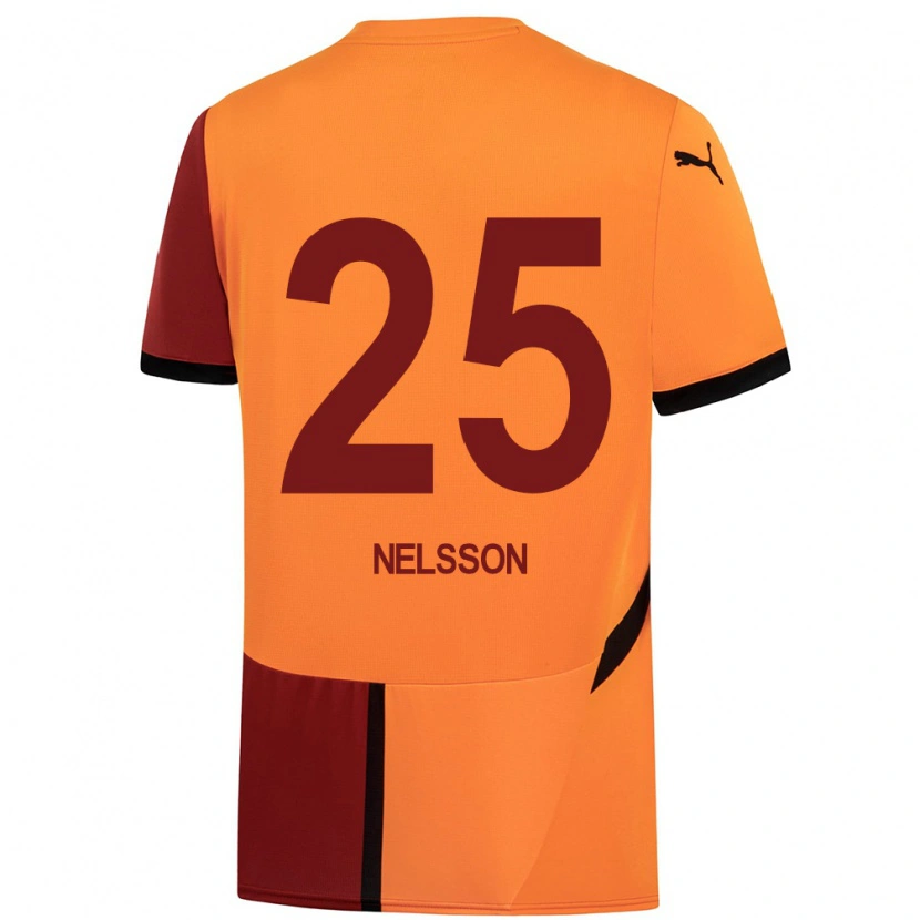 Danxen Dzieci Victor Nelsson #25 Żółty Czerwony Domowa Koszulka 2024/25 Koszulki Klubowe