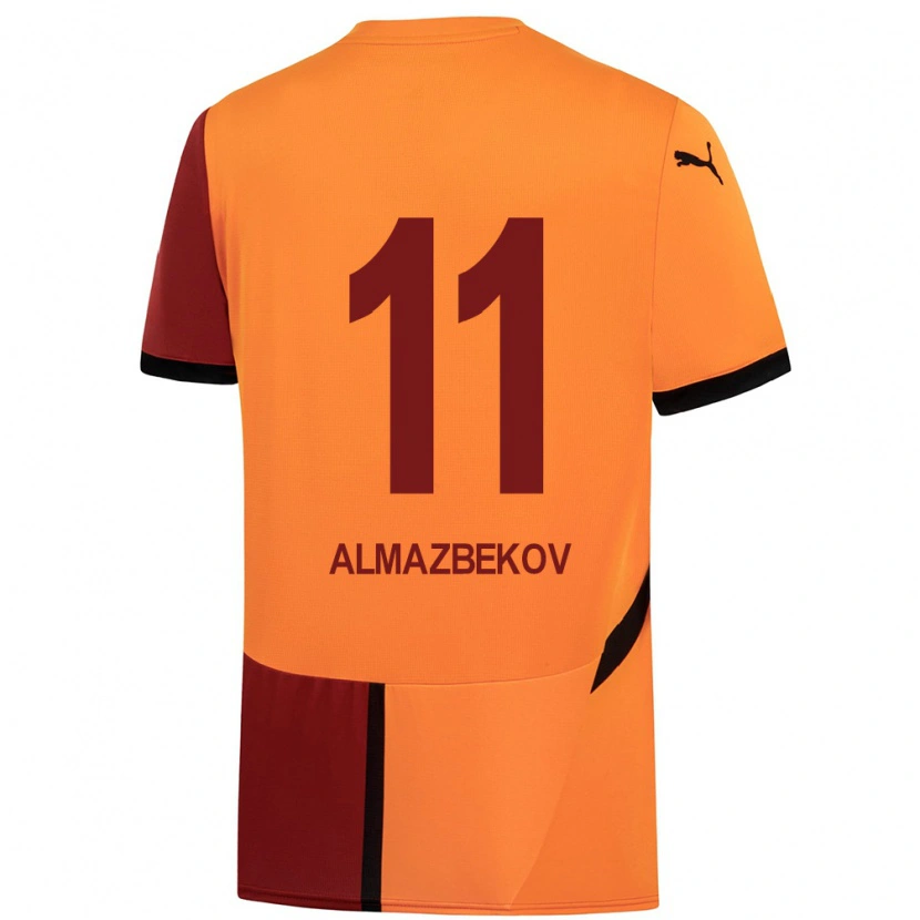 Danxen Dzieci Beknaz Almazbekov #11 Żółty Czerwony Domowa Koszulka 2024/25 Koszulki Klubowe
