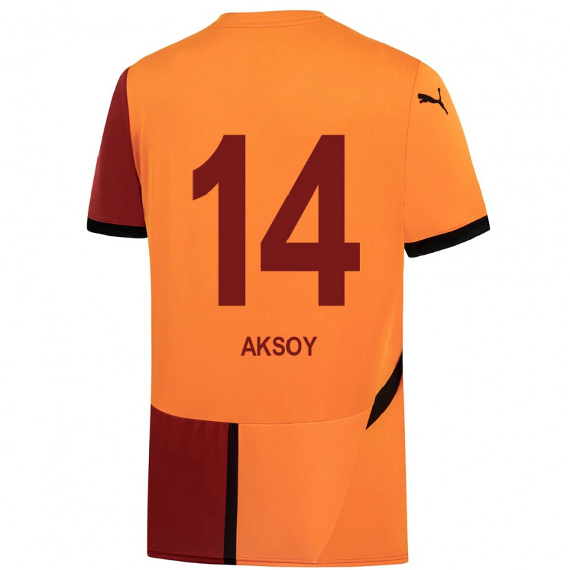 Danxen Dzieci Berkan Aksoy #14 Żółty Czerwony Domowa Koszulka 2024/25 Koszulki Klubowe