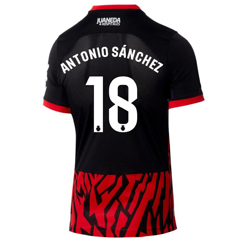 Danxen Dzieci Antonio Sánchez #18 Czarny Czerwony Domowa Koszulka 2024/25 Koszulki Klubowe