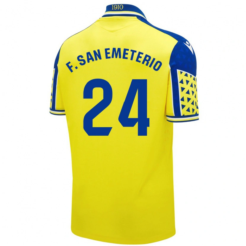 Danxen Dzieci Fede San Emeterio #24 Żółty Niebieski Domowa Koszulka 2024/25 Koszulki Klubowe