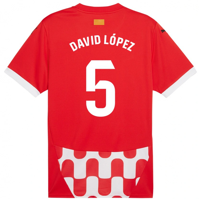 Danxen Dzieci David López #5 Czerwony Biały Domowa Koszulka 2024/25 Koszulki Klubowe