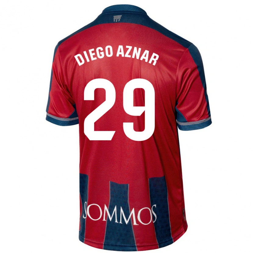 Danxen Dzieci Diego Aznar #29 Czerwony Niebieski Domowa Koszulka 2024/25 Koszulki Klubowe