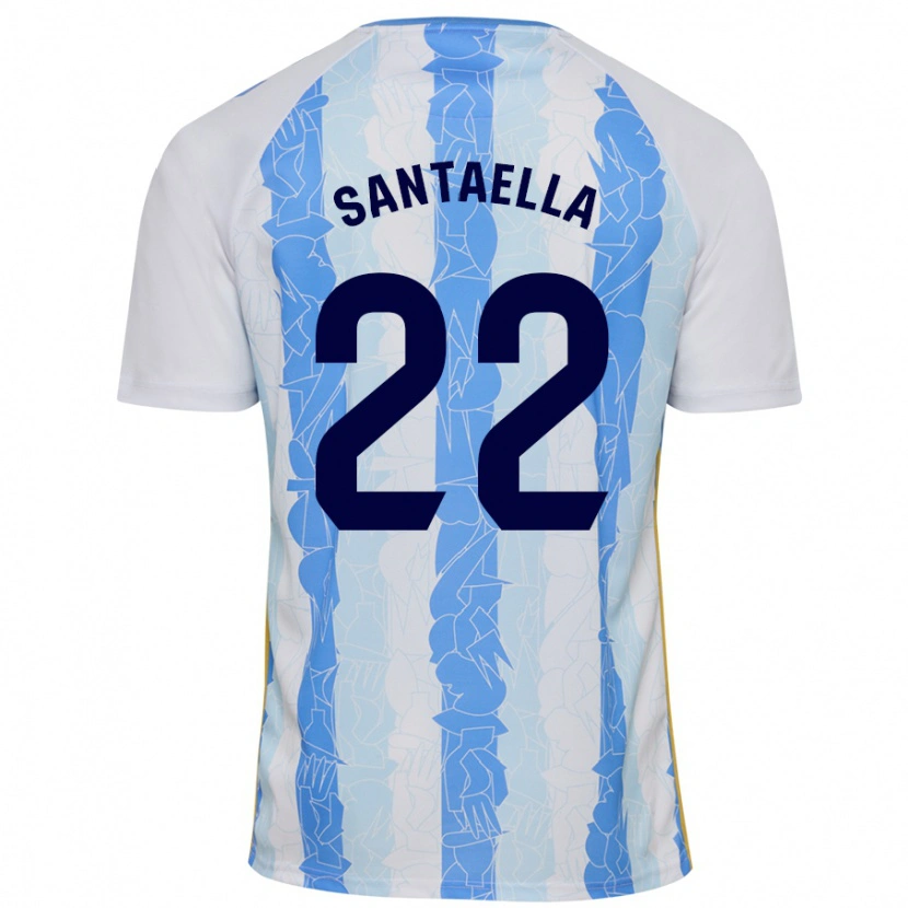 Danxen Dzieci Miguel Ángel Santaella #22 Biały Niebieski Domowa Koszulka 2024/25 Koszulki Klubowe