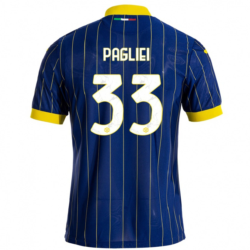 Danxen Dzieci Matteo Pagliei #33 Niebieski Żółty Domowa Koszulka 2024/25 Koszulki Klubowe