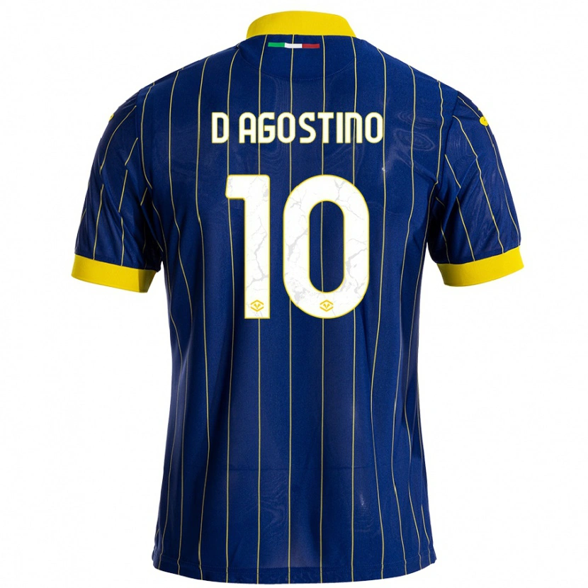 Danxen Dzieci Samuele D'agostino #10 Niebieski Żółty Domowa Koszulka 2024/25 Koszulki Klubowe