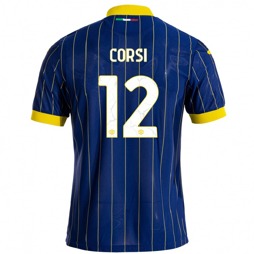 Danxen Dzieci Sara Corsi #12 Niebieski Żółty Domowa Koszulka 2024/25 Koszulki Klubowe