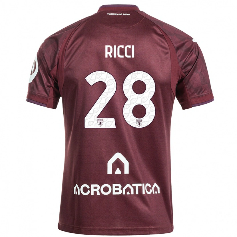 Danxen Dzieci Samuele Ricci #28 Bordowy Biały Domowa Koszulka 2024/25 Koszulki Klubowe