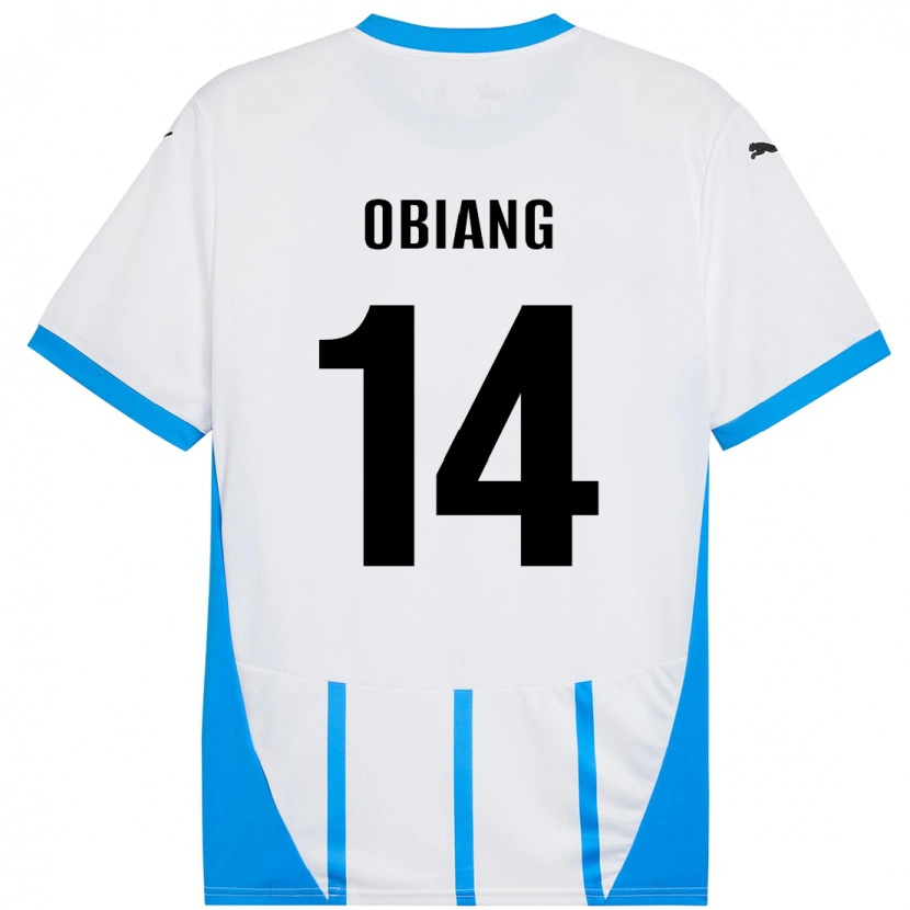 Danxen Dzieci Pedro Obiang #14 Biały Niebieski Wyjazdowa Koszulka 2024/25 Koszulki Klubowe