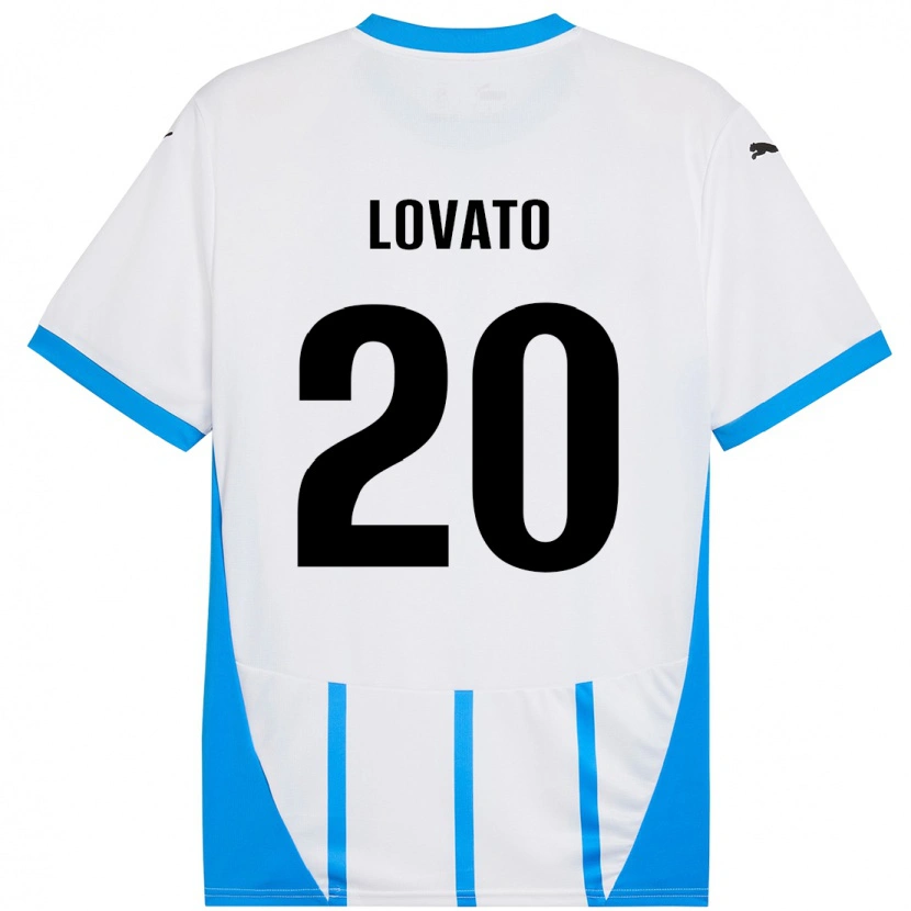 Danxen Dzieci Matteo Lovato #20 Biały Niebieski Wyjazdowa Koszulka 2024/25 Koszulki Klubowe